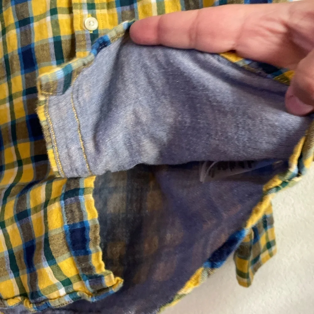 GAP Yellow and Blue Plaid Kids Button Down Shirt size M/8